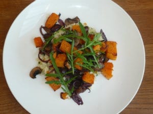 Risotto with Roasted Squash, Frizzled Mushrooms and Onions