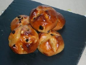 Hot cross buns with slashed tops!