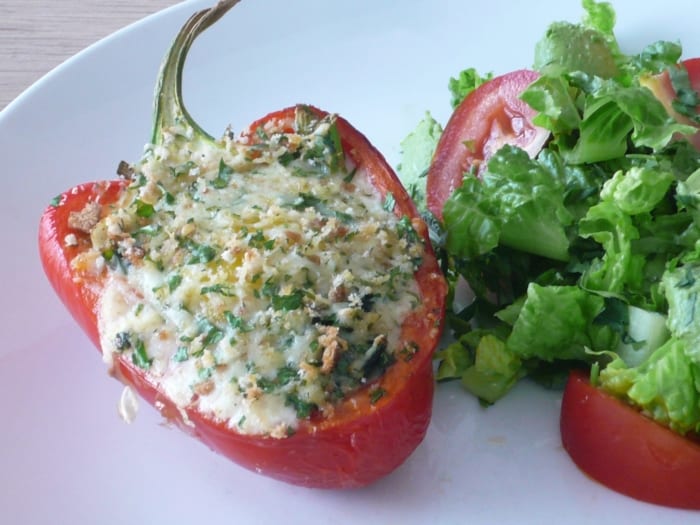 An image of a stuffed baked red pepper