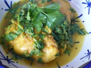 A bowl of Burmese Chicken Curry