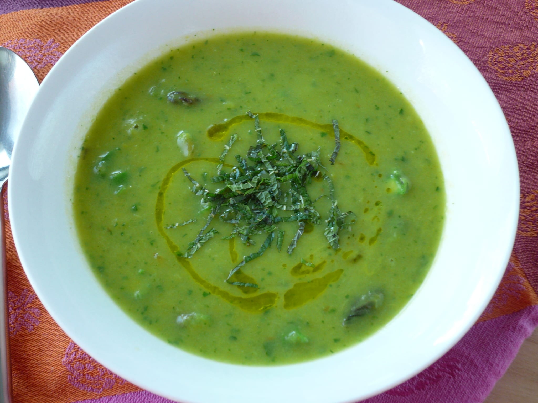 A bowl of delicious asparagus soup