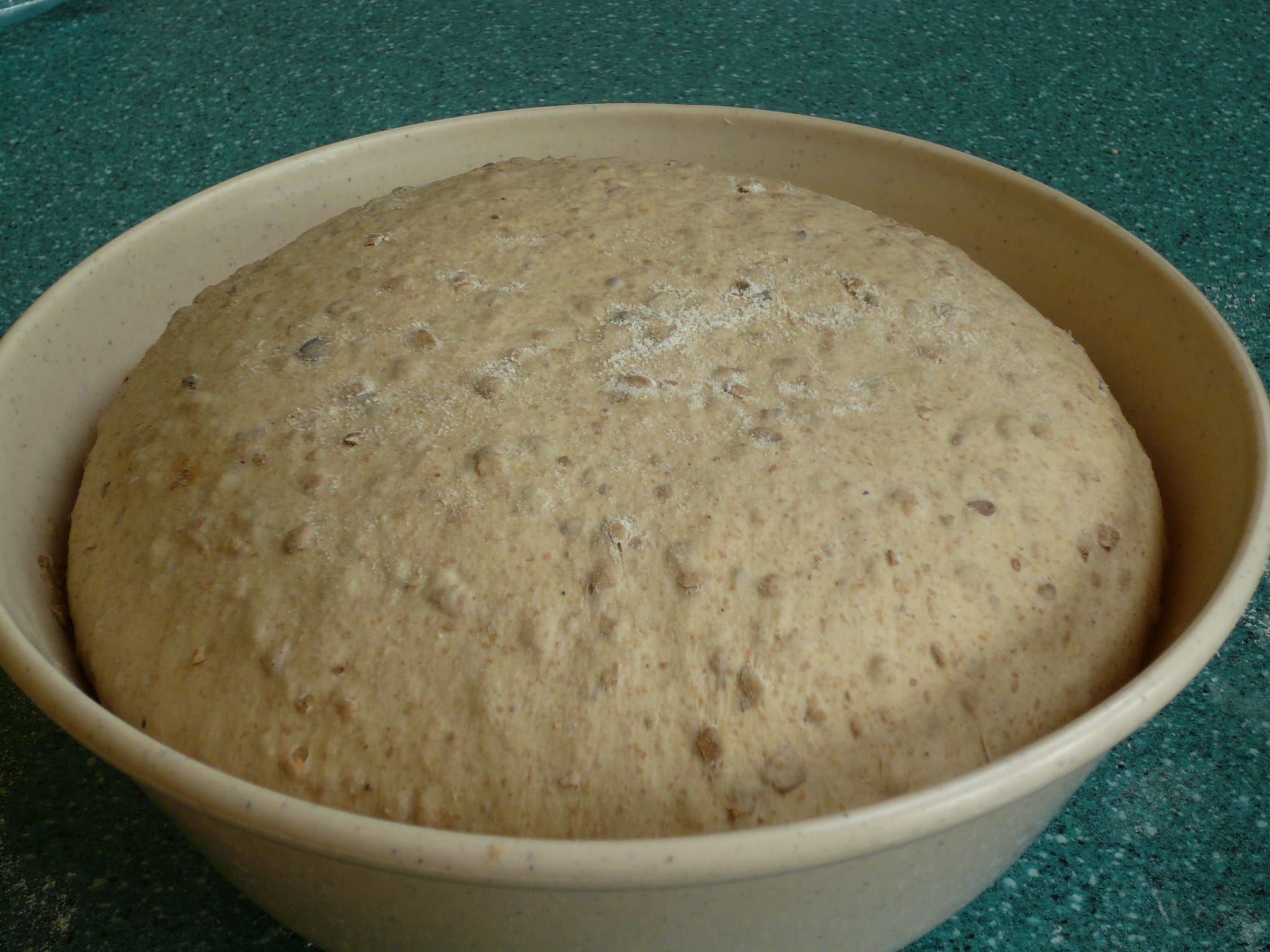A bowl of granary bread dough