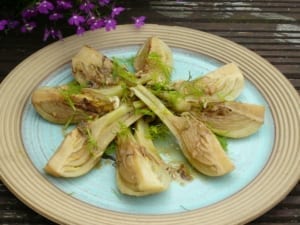 quartered fennel bulbs braised with white wine and garlic