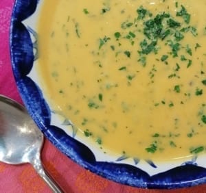 An image of a bowl of carrot & ginger soup
