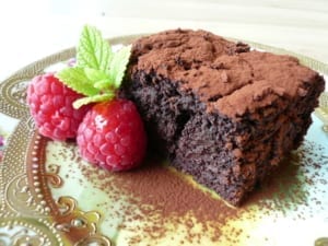 A piece of brownie cake