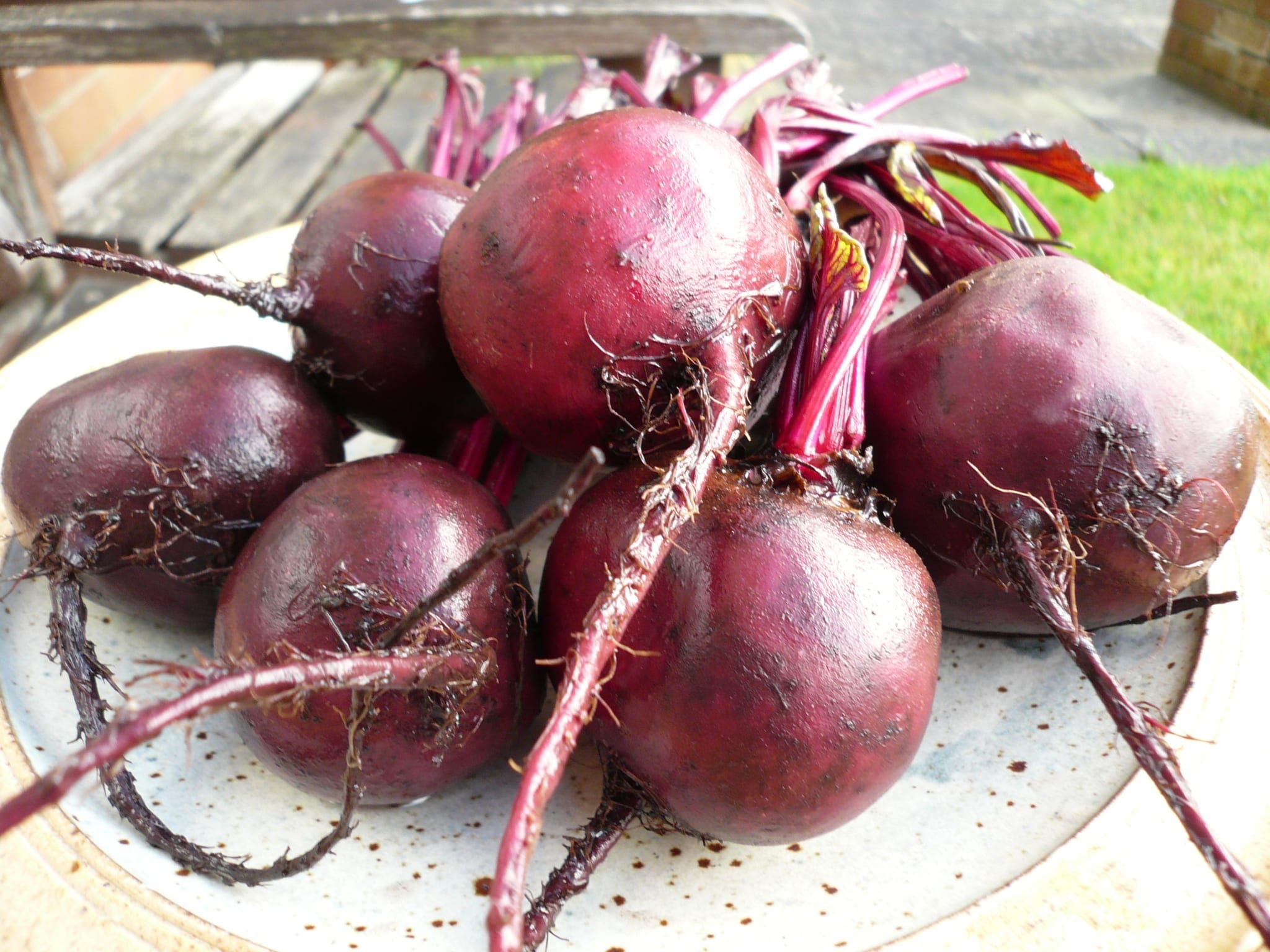 A bunch of raw beetroot