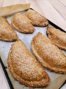 An image of the pasties baked and out of the oven