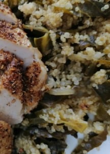 An image of steam fried cabbage with quinoa
