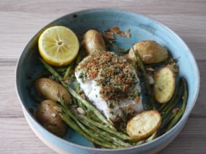 an image of oven roasted cod with a lemon & herb crust