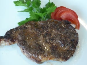 an image of pork steak cooked with 5 spice seasoning
