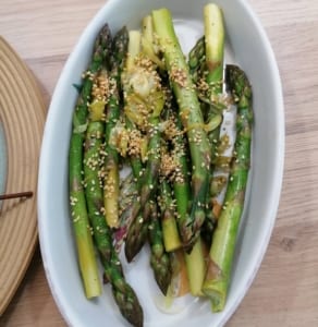 an image of a warm asparagus salad